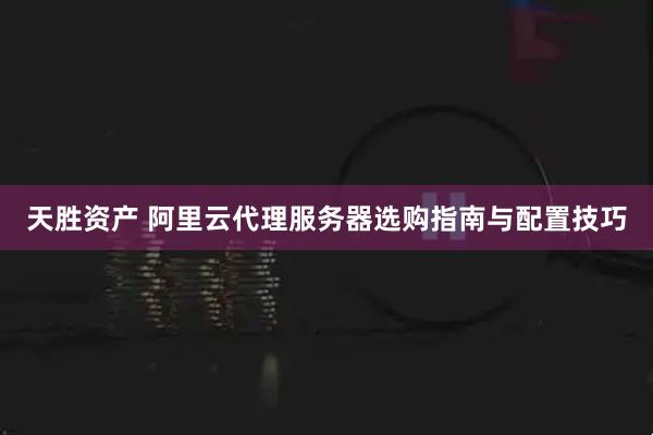 天胜资产 阿里云代理服务器选购指南与配置技巧